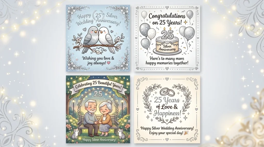 Short & Cute Happy Silver Wedding Anniversary Wishes Images